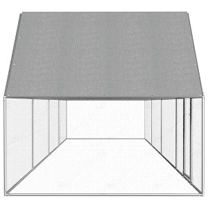 vidaXL Chicken Cage Walk-in Chicken Coop Pen Poultry Cage Galvanized Steel - 1 of 4