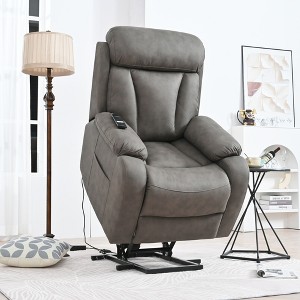 Power Lift Recliner Chair with Remote Control, Side Pocket and Overstuffed Pillow - 1 of 4