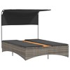 vidaXL Gray Double Sun Lounger with Canopy and Cushions - Modern Poly Rattan Outdoor Patio Recliner with Adjustable Backrest and UV Resistance - 4 of 4