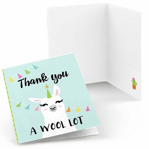 Big Dot of Happiness Whole Llama Fun - Llama Fiesta Baby Shower or Birthday Party Thank You Cards (8 count) - 1 of 4