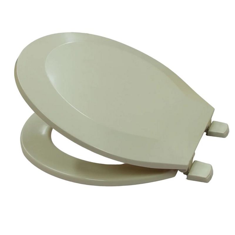 J&V Textiles Elongated Toilet Seat With Easy Clean & Change Hinge, Beveled Edges (Beige), 1 of 7