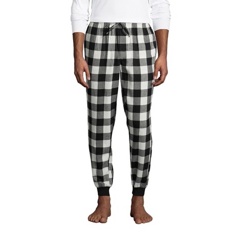 Lands' End Men's Flannel Jogger Pajama Pants - Large - Black/ivory ...