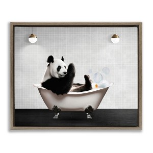 Stupell Industries Panda in Modern Bubble Bath Floating Frame Canvas Art - 1 of 4