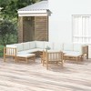 vidaXL Patio Furniture Set - 12-Piece Bamboo Lounge Set with Loveseat and Cream White Cushions - Outdoor Garden Patio Deck - 2 of 4