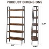 67 Inch  5-Tier Bookshelf, Metal Frame Storage Rack With  Open Shelves for Home Office, Living Room, Bedroom, Rustic Brown - 4 of 4