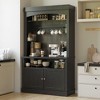 Coffee Bar Cabinet with LED Lights 72" Tall Buffet Cabinet with Storage Farmhouse Kitchen Sideboard Tall Coffee Hutch with Microwave Stand/Wine Rack - 2 of 4