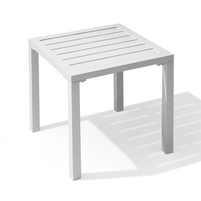 White Aluminum Weather-Resistant Square Outdoor Side Table