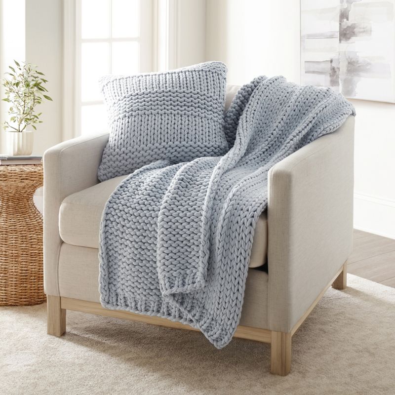 Chunky Knit Throw Blanket and Decor Pillow Bundle - Becky Cameron, 1 of 10