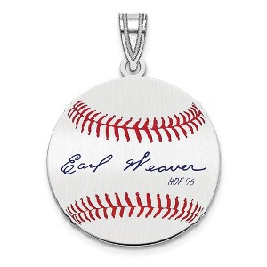 Black Bow Jewelry Sterling Silver Earl Weaver Signature SM Enamel Baseball Pendant - 1 of 4