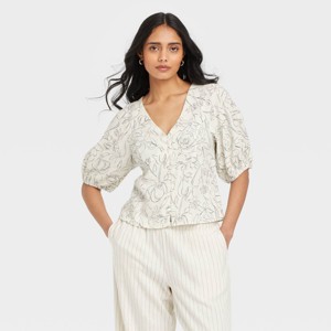 Women's Linen Blouse - A New Day™ - 1 of 3