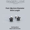 Black Flower Earrings for Women Sterling Silver 18G 6mm Cartilage Helix Upper Lobe Body Piercing Ginger Lyne - 3 of 4