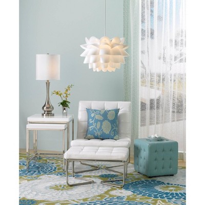 Brushed Nickel Gourd Table Lamp with White Fabric Shade
