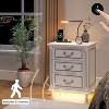 Vlsrka Farmhouse Nightstand with Hidden Compartment, 3 Drawers, LED Light, Motion Sensor & Charging Station - 3 of 4
