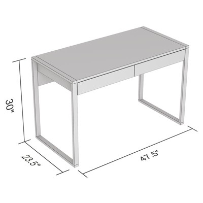 Safdie & Co. 47"L 2-Drawers Black Metal Computer Desk in Dark Taupe