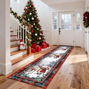 Christmas Area Rug Santa Claus Washable Rugs for Living Room Throw Rugs Non Slip, Soft Low Pile Floor Runners Christmas Decorations - 1 of 4