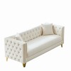 Sapphtopaz Velvet Couches for Living Room with Nailhead&Button Tufted Upholstered Leisure Sofa with Square Arms&Deep Seat for Apartment - 2 of 4