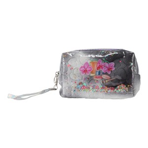 Unique Bargains Women Portable Sequin Heart Makeup Bag Gray 1 Pc - 1 of 3