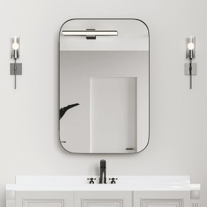 Lirago Framed Recessed Wall mounted Bathroom Vanities Medicine Cabinet with Mirror with Shelves 36x24 Black - 1 of 4