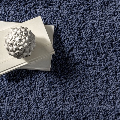 Marleen Plush Solid Blue Shag Rug 2' x 3'