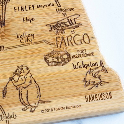 North Dakota Bamboo State Shaped Serving and Cutting Board