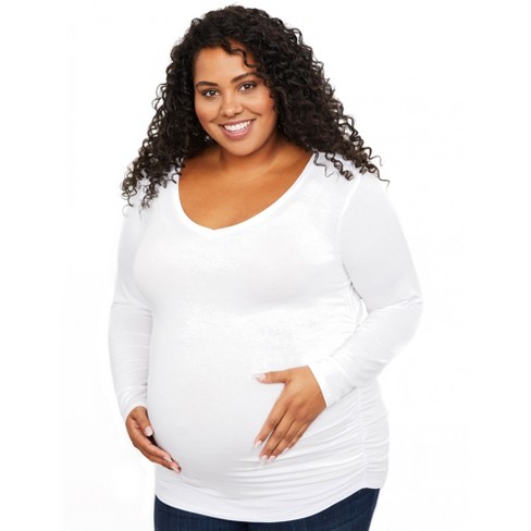 Motherhood Maternity | Plus Long Sleeve Side Ruched Maternity : Target