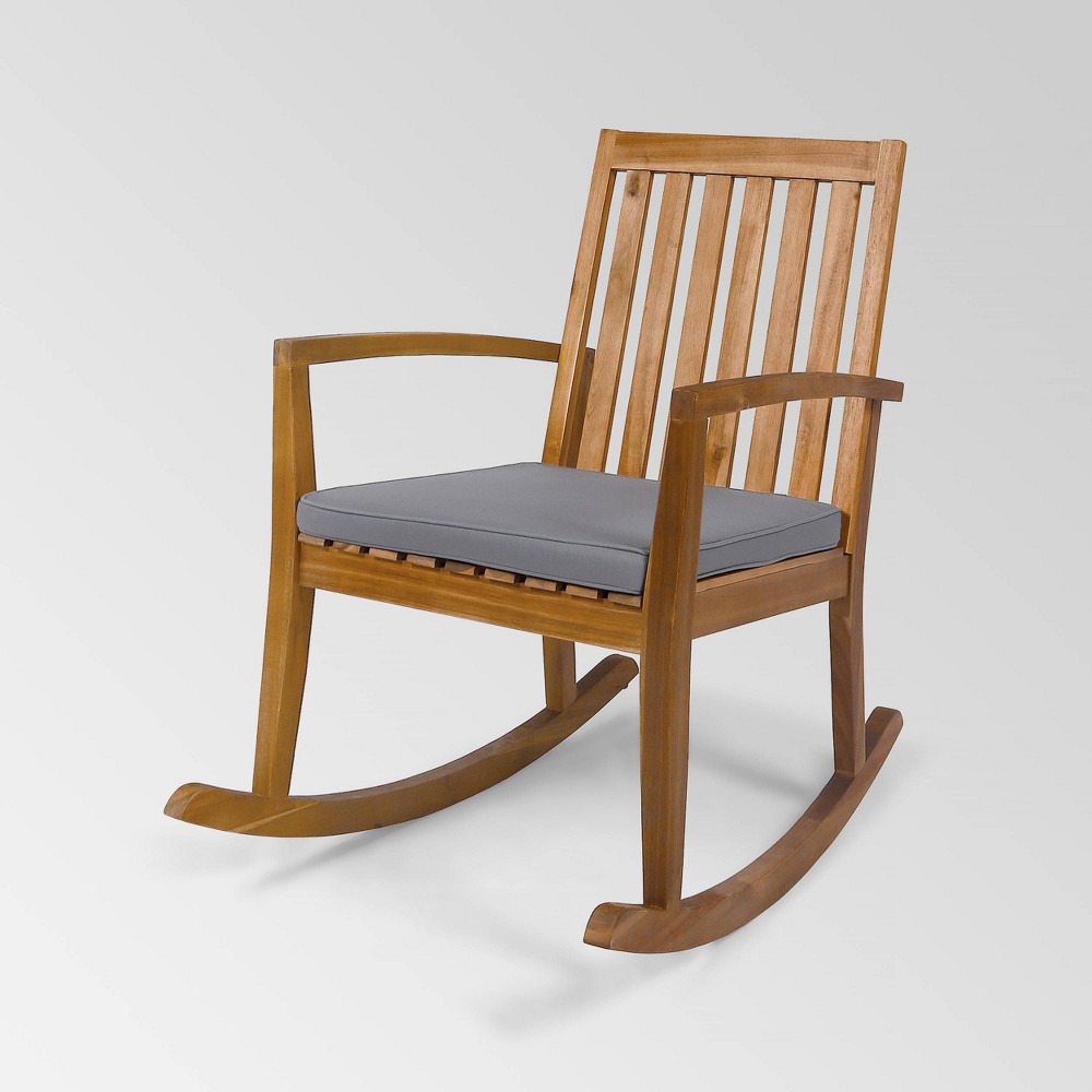 Photos - Garden Furniture Montrose Acacia Wood Patio Rocking Chair Teak: Weather-Resistant, Cushioned, Christopher Knight Home