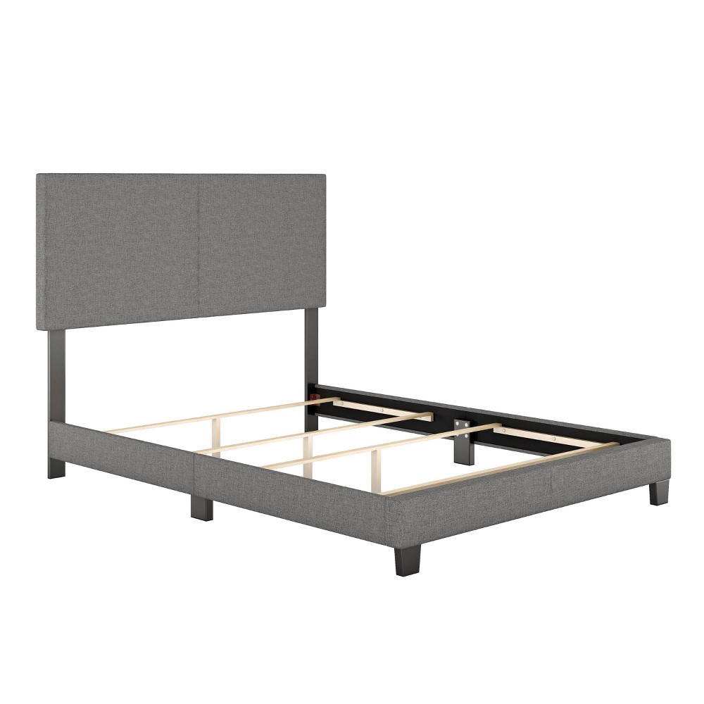 Photos - Bed Queen Monroe Linen Upholstered Platform  Frame Gray - Eco Dream