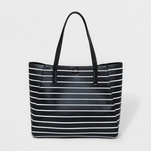 Striped Reversible Tote Handbag - A New Day Black/White, Women