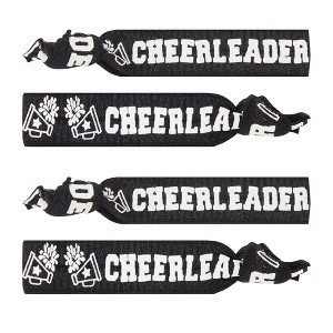 Zodaca 50 Pack Black Cheer Bracelets for Girls, Ponytail Holder for Cheerleader Gifts, Pom Pom Design, 4 In - 1 of 4