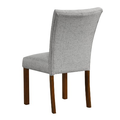 Neutral Textured Upholstered Parsons Side Chair with Wood Legs