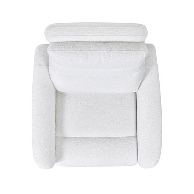 Chiffon White Power Recliner with Boucle Upholstery