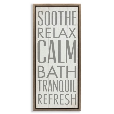 Stupell Industries Soothe Calm Relax Bath Bathroom, 11" x 25"