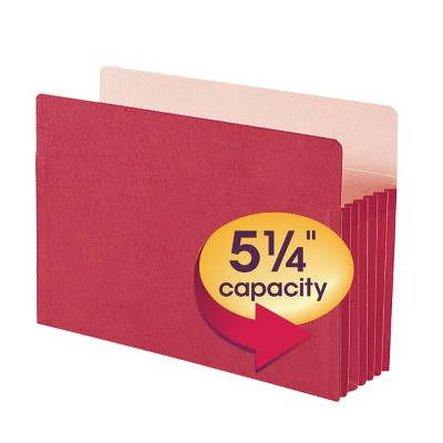 Smead File Pocket, Straight-Cut Tab, 5-1/4" Expansion, Legal Size, Red, 10 per Box (74241)