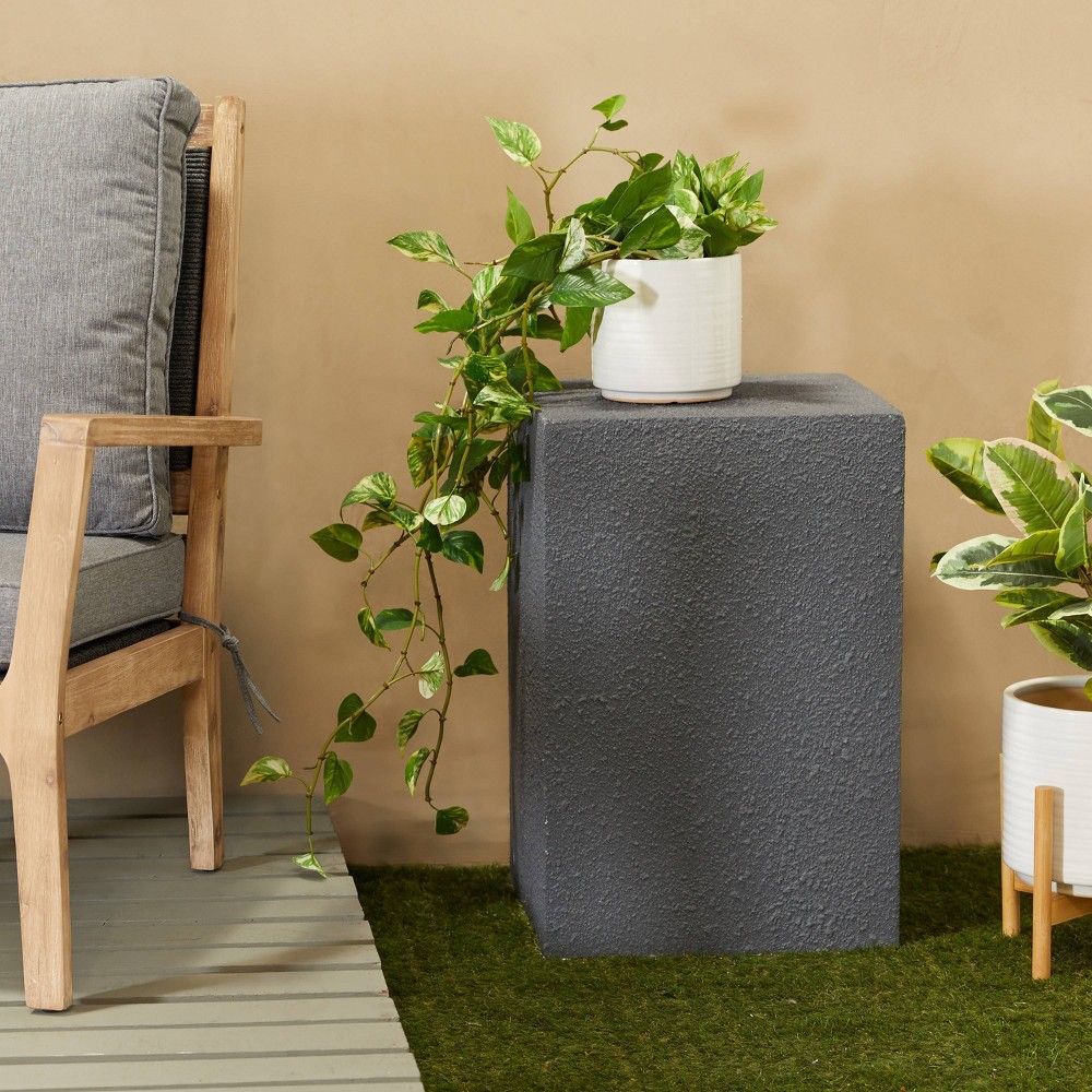 Photos - Coffee Table Olivia & May 24"x17" Contemporary Garden Stool - Black: Ceramic Tile, Weather-Resistant, No Assembly Required