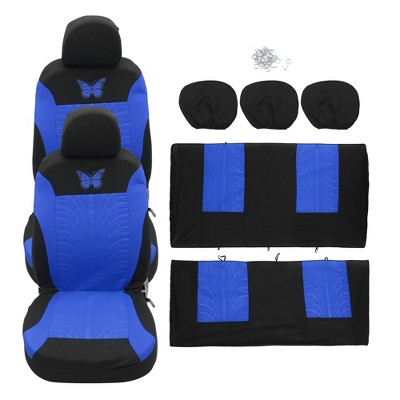 Unique Bargains Universal Car Seat Covers Kit SUV Car Interior Butterfly Pattern 9 Pcs