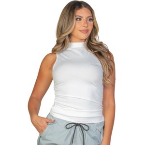 Slickblue Women's Ribbed Sleeveless Tee - Ruched Side Fitted Knit Top - 4 Color Options, Size S-L - 1 of 4