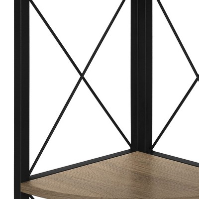 Dark Taupe and Black 4-Tier Corner Etagere Bookcase