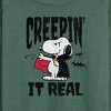 Women's - Peanuts - Creepin It Real Lightweight French Terry Wide Neck Long Sleeve Shirt - 2 of 4