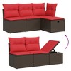 vidaXL 5 Piece Patio Sofa Set with Cushions Brown Poly Rattan - without storage 5 Piece - 3 of 4