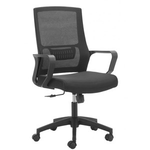 Low Back Office Chair 39.2–43.1"H Black – Mesh Fabric & Nylon Frame, Adjustable Swivel Office Chair by Zuo Modern - 1 of 4