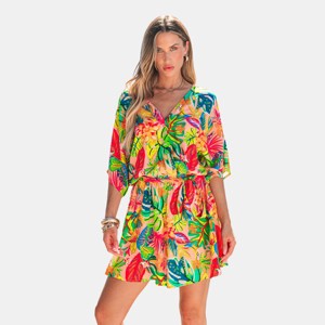 Women's Vibrant Tropical Print Wrap Dress for Summer - Cupshe - 1 of 4