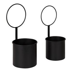 Kate and Laurel Kellet  Metal Hanging Planter, 2 Piece, Black - 1 of 4