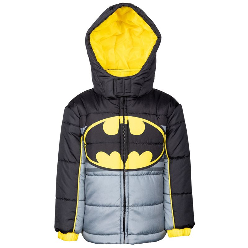 DC Comics Justice League Batman Zip Up Winter Coat Puffer Jacket Toddler, 1 of 9