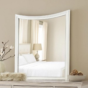 Royal Hampton Dresser Mirror, Curved Crown Molded Details, White Solid Wood - 1 of 4