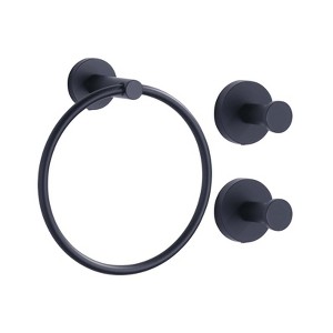 WOWOW 3-Piece Bath Hardware Set with Towel Ring and Towel/Robe Hooks in Stainless Steel - 1 of 4