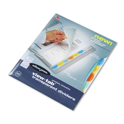 Wilson Jones View-Tab Transparent Index Dividers 8-Tab Rectangle Letter Assorted 55067