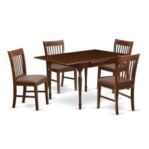 5-Piece Mahogany Finish Solid Wood Top - Dining Room Set - (Seats-4) - 1 of 4