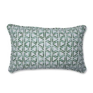 Painted Triangles Verte Lumbar Throw Pillow - Pillow Perfect, Beige Green