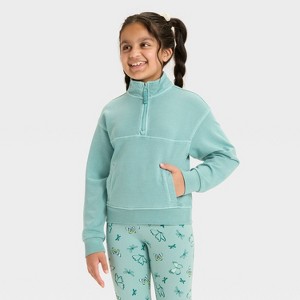 Girls' French Terry Quarter Zip Pullover Sweatshirt - Cat & Jack™ - 1 of 3