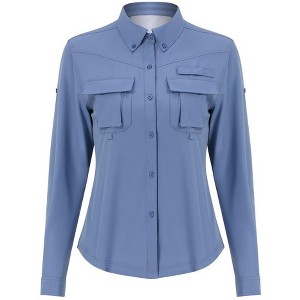 Women's Sun Protection Fishing Shirts Long Sleeve Travel Work Shirts for Women UPF50+ Button Down Shirts with Pockets - 1 of 4